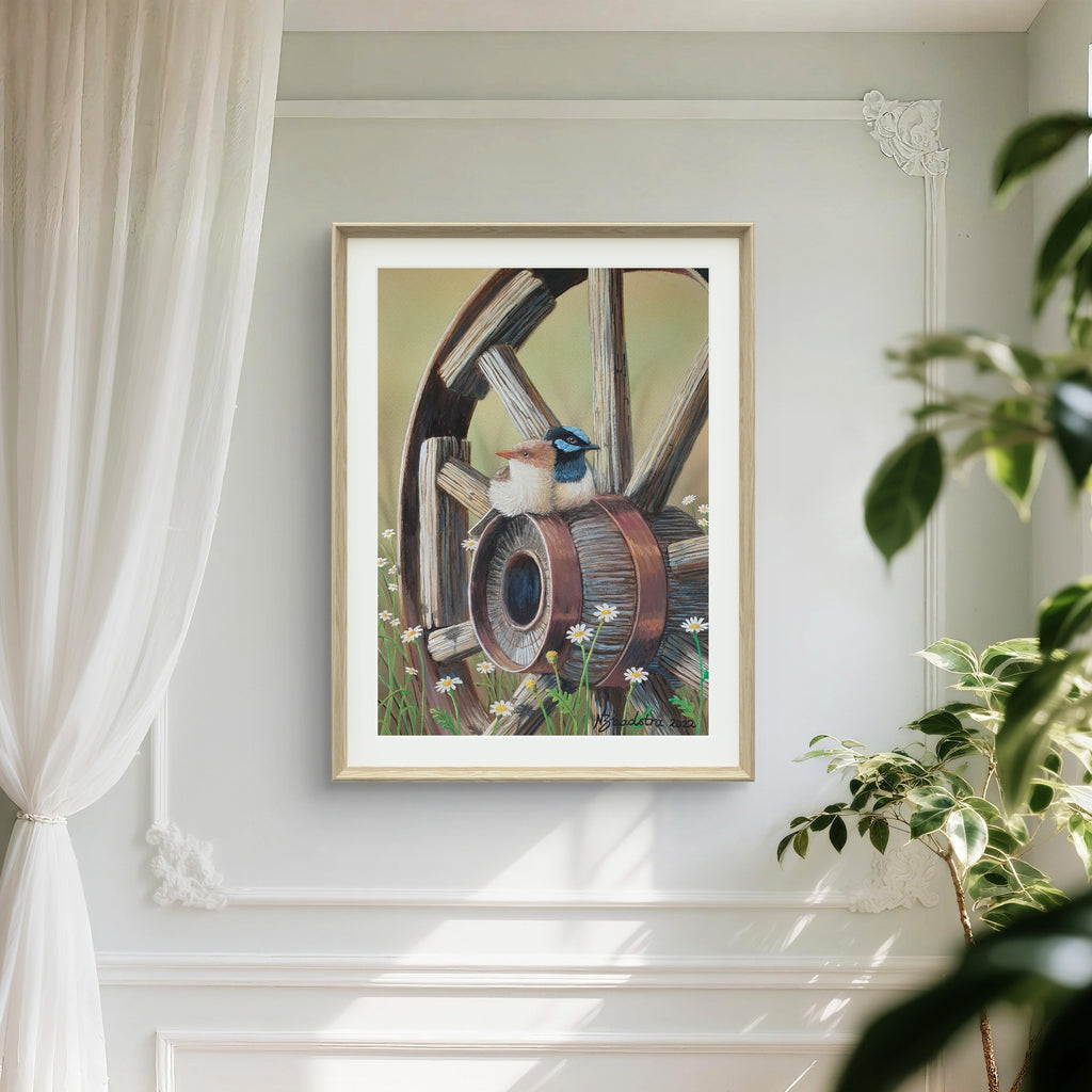 Wagon Wheel Wrens Print
